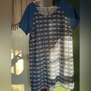 Two tone blue swing dress
